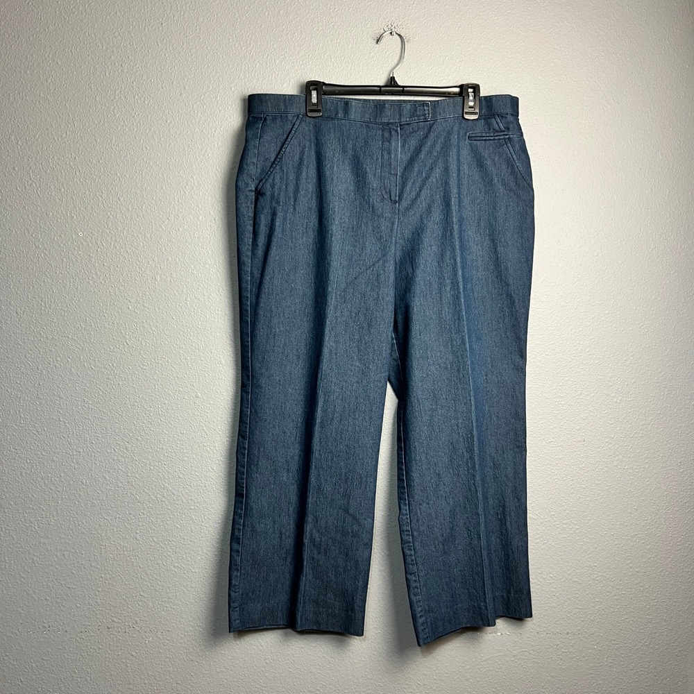 Investments Denim Wide Leg Crop Pants Women's 16S Blue Cotton Blend Casual